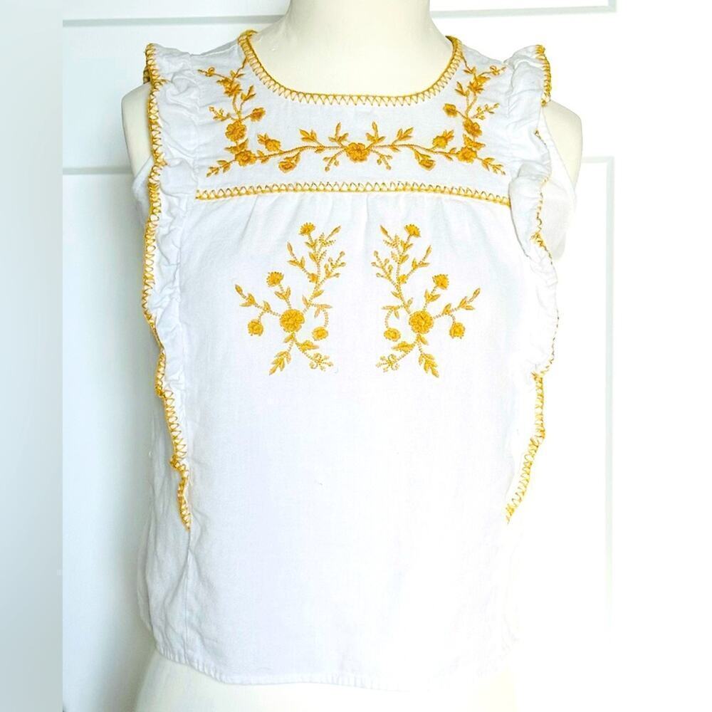 Cotton & Rye Embroidered Ruffle Tank Top Girls Size 7 - Picture 1 of 9